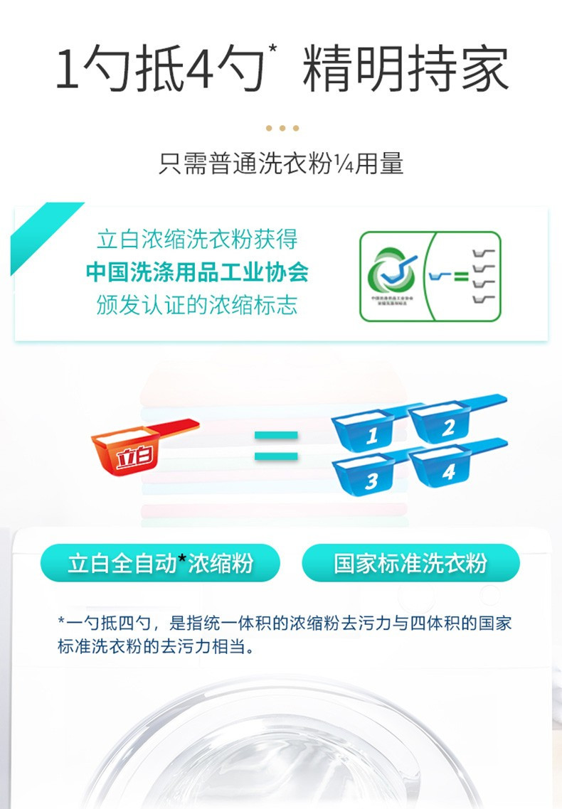 立白 全自动超浓缩大桶装洗衣粉1.8kg 家庭装 肥皂粉 低泡易漂不伤手 工厂酒店清洁