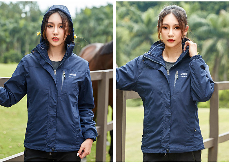 JEEP SPIRIT 吉普新款防风衣女 户外登山服男女大码外套中长款连帽夹克上衣