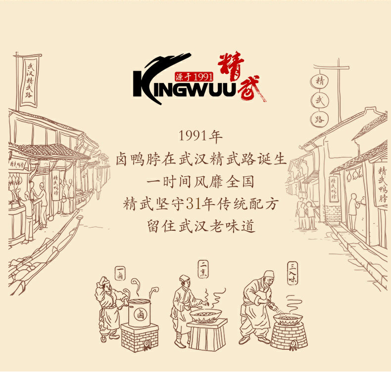 精武/KINGWUU 麻辣鸭脖鸭翅小鸭腿爽口泡椒脆笋组合695g  网红肉类零食组合休闲零食礼包共5包