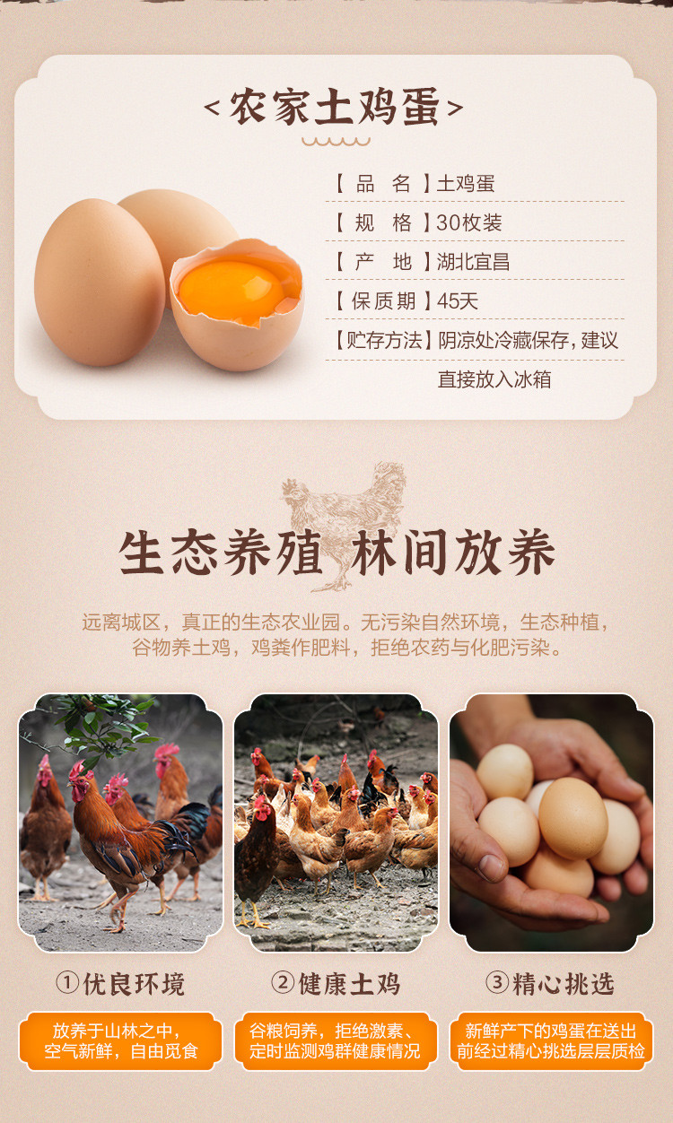  山林农家散养土鸡蛋 新鲜鸡蛋新鲜直达 生态土鸡蛋30枚装
