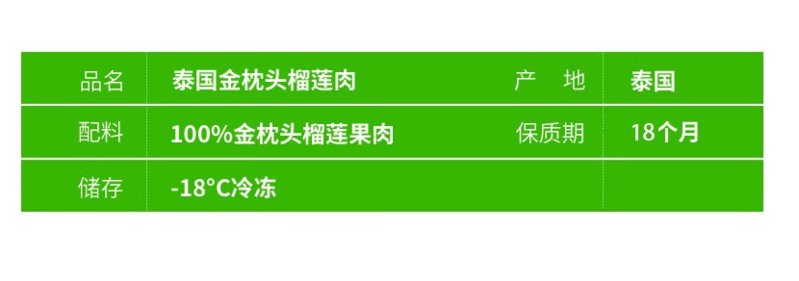 邮鲜生 凭祥直发精品泰国金枕冷冻带核榴莲肉液氮锁鲜400克*3盒