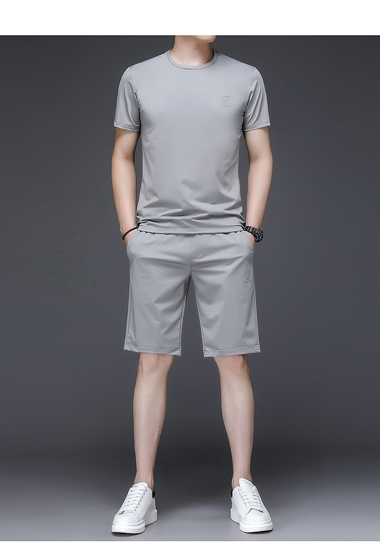 verhouse verhouse 男士休闲套装夏季新款圆领短袖T恤+长裤+短裤时尚青年三件套