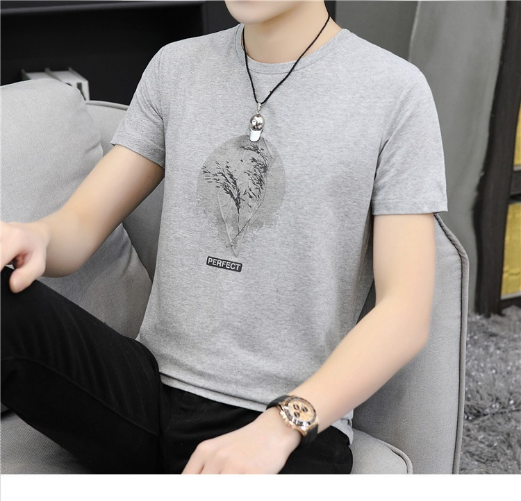 verhouse 短袖T恤男夏季新款修身青年百搭印花上衣舒适大码男装体恤衫