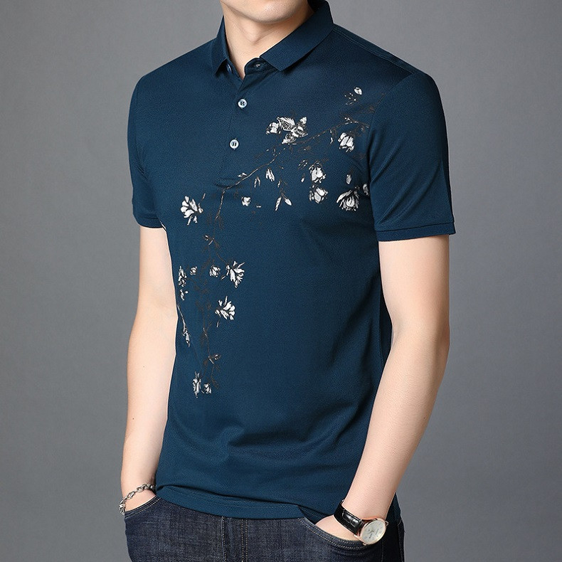 verhouse 短袖T恤男夏季新款男青年时尚印花上衣修身薄款POLO衫
