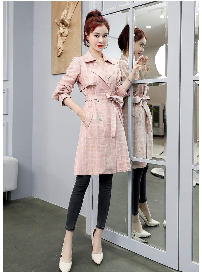 verhouse 鹿皮绒外套女秋季新款韩版时尚气质大衣中长款格子风衣