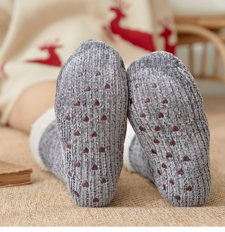 verhouse 加绒地板袜女冬季新款加厚保暖室内地毯袜雪地袜居家休闲中筒袜