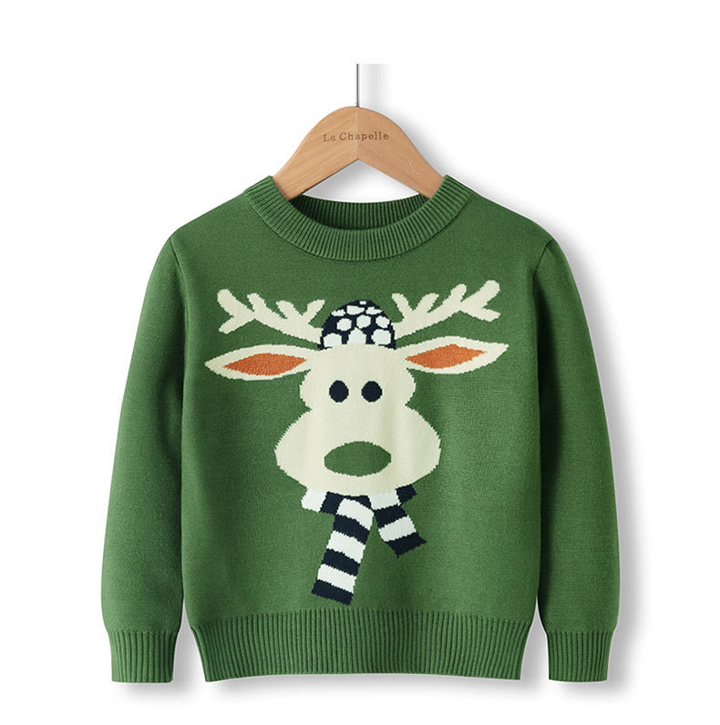  verhouse 儿童新款冬季针织衫圣诞卡通鹿男女童舒适打底衫 亲肤舒适