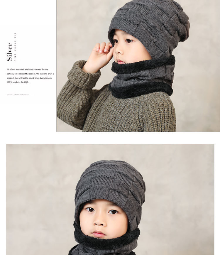  模范丈夫 儿童新款冬季三件套帽子手套围脖户外御寒毛线帽 御寒保暖 亲肤