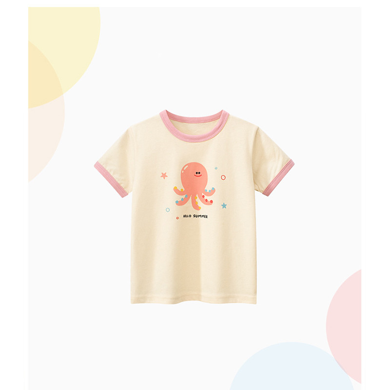 verhouse 儿童新款短袖T恤夏季卡通章鱼图案休闲上衣 90cm 舒适 百搭亲肤