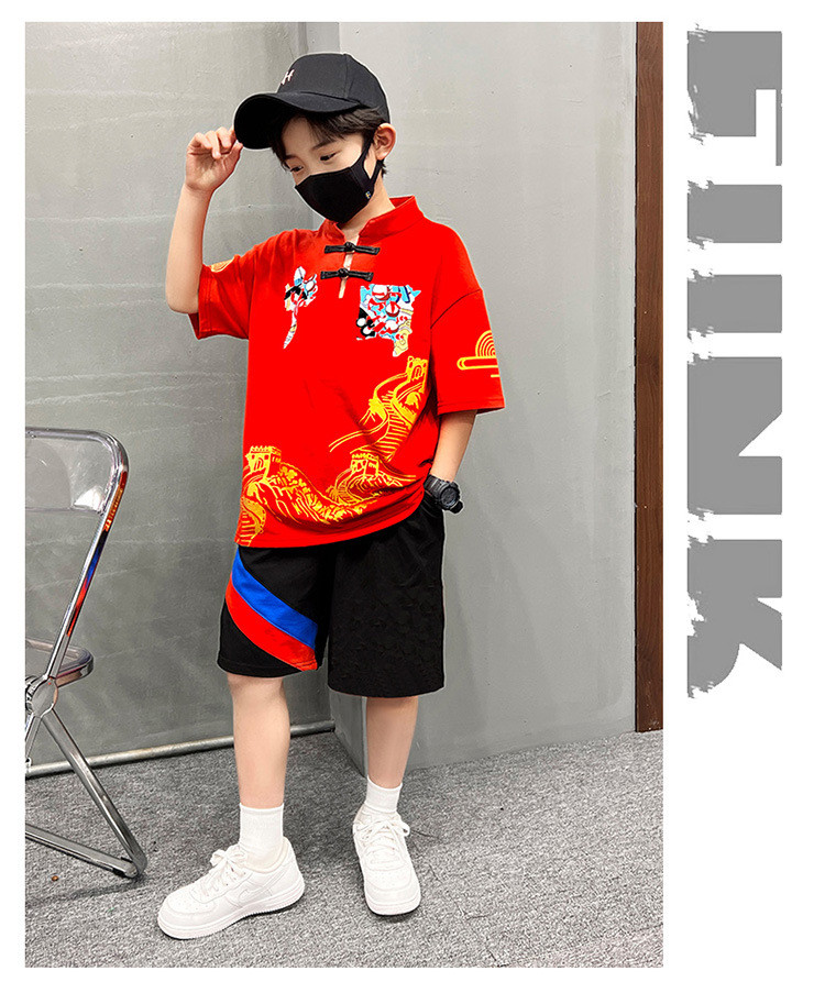 verhouse 男童中国风短袖套装夏季新款潮流薄款中式两件套 潮流时尚