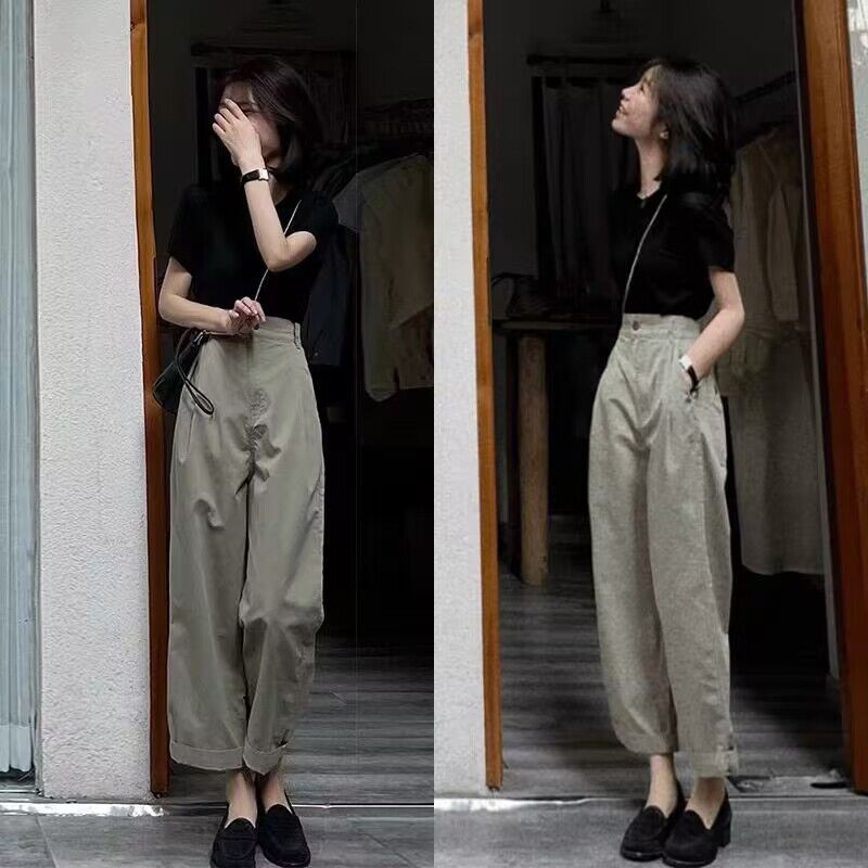 verhouse 黑色T恤+休闲裤夏季女士新款轻系穿搭韩版两件套装 时尚百搭