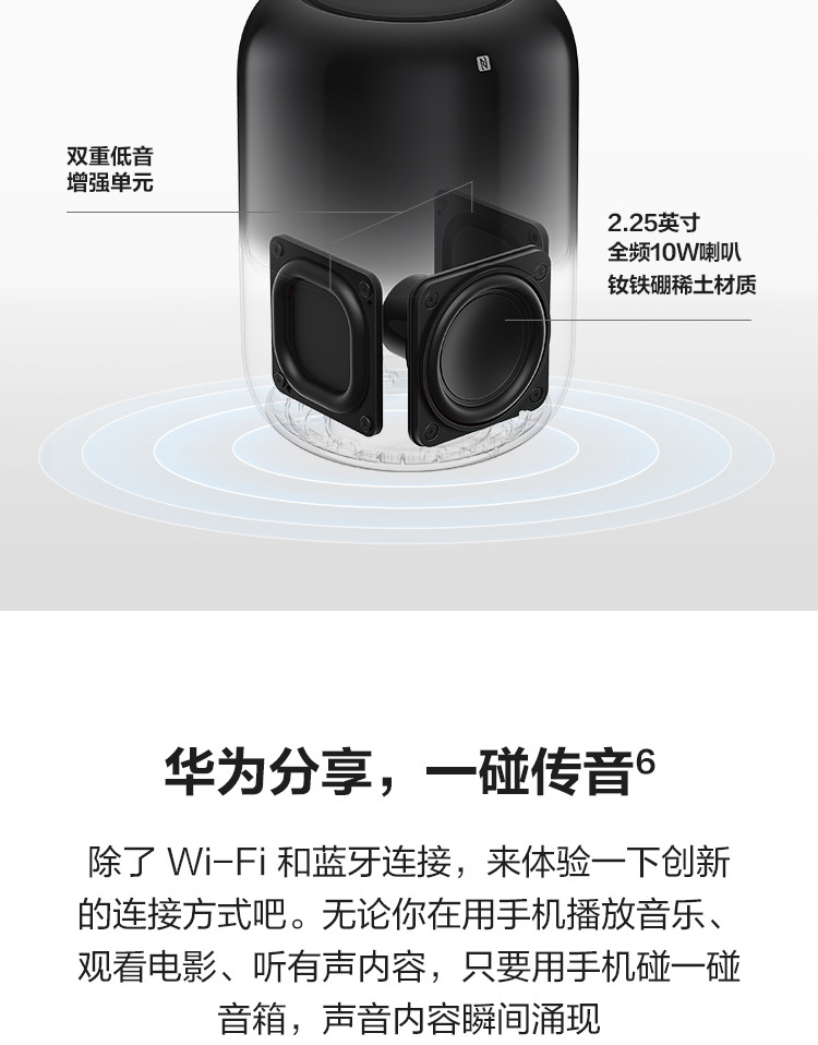 华为AI音箱2 智能音箱 小艺音箱 Huawei Sound音质 华为分享 一碰传音WiFi蓝牙音响