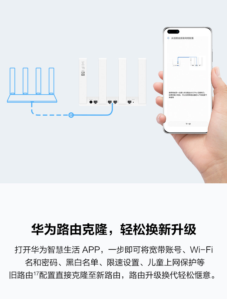 华为路由AX3 凌霄双核 wifi6 智能分频 多连不卡无线家用穿墙 无线速率3000M 高速路由