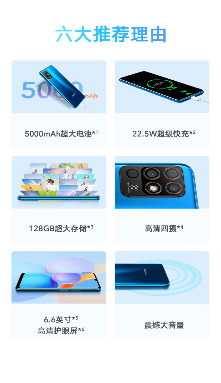 荣耀/HONOR Play5T活力版 超级快充 5000mAh大电池 6.6英寸全面屏 全网通