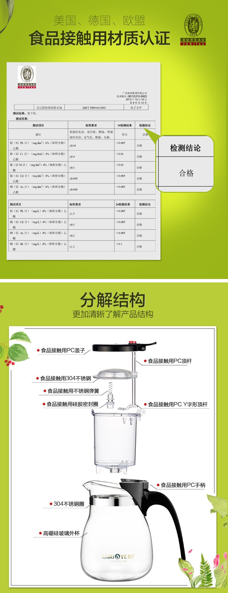 金灶 飘逸杯 玻璃泡茶壶 便携耐热花茶杯 过滤茶仓 700ml便携小茶壶