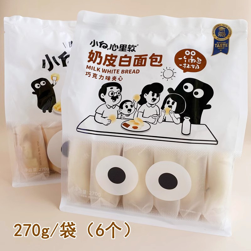 小白心里软【赣品出赣】奶皮白面包 可丝达馅夹心 营养早餐270g/袋