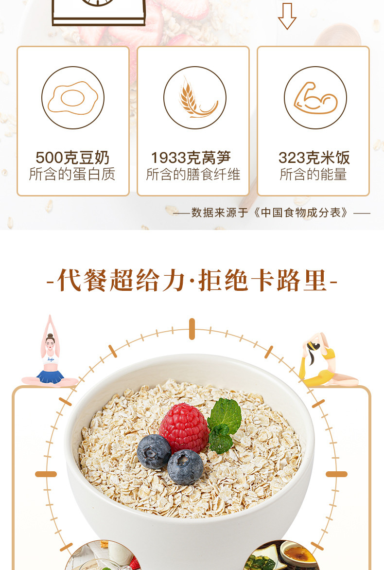  西麦/SEAMILD 西即食燕麦片桶装 1kg*1桶 免煮即食营养早餐