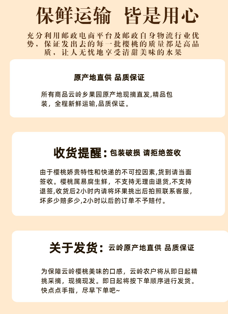 德钦云岭樱桃  1000g包邮到家 -农家原生态种植，人工采摘，全国劳模尼玛拉木亲自严控产品质量