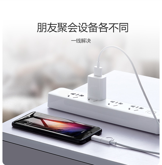 公牛/BULL  J9C10 二合一数据线（白色）Micro USB+Type-C