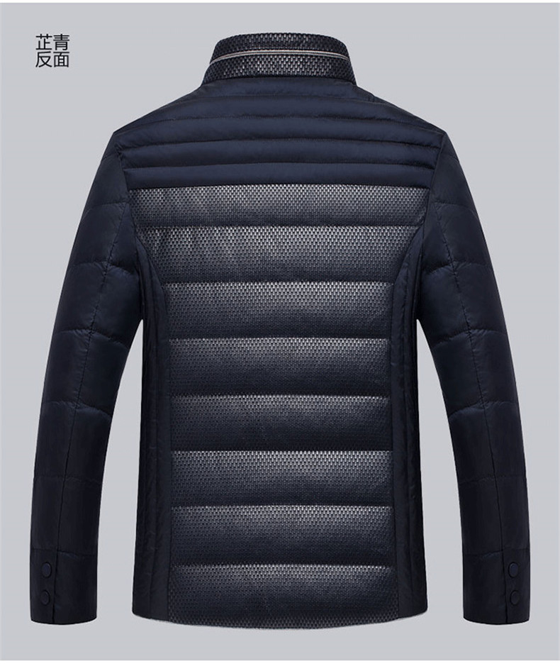 雪暖男士冬季新款加厚保暖立领短款修身蛇皮款羽绒衣外套S1503