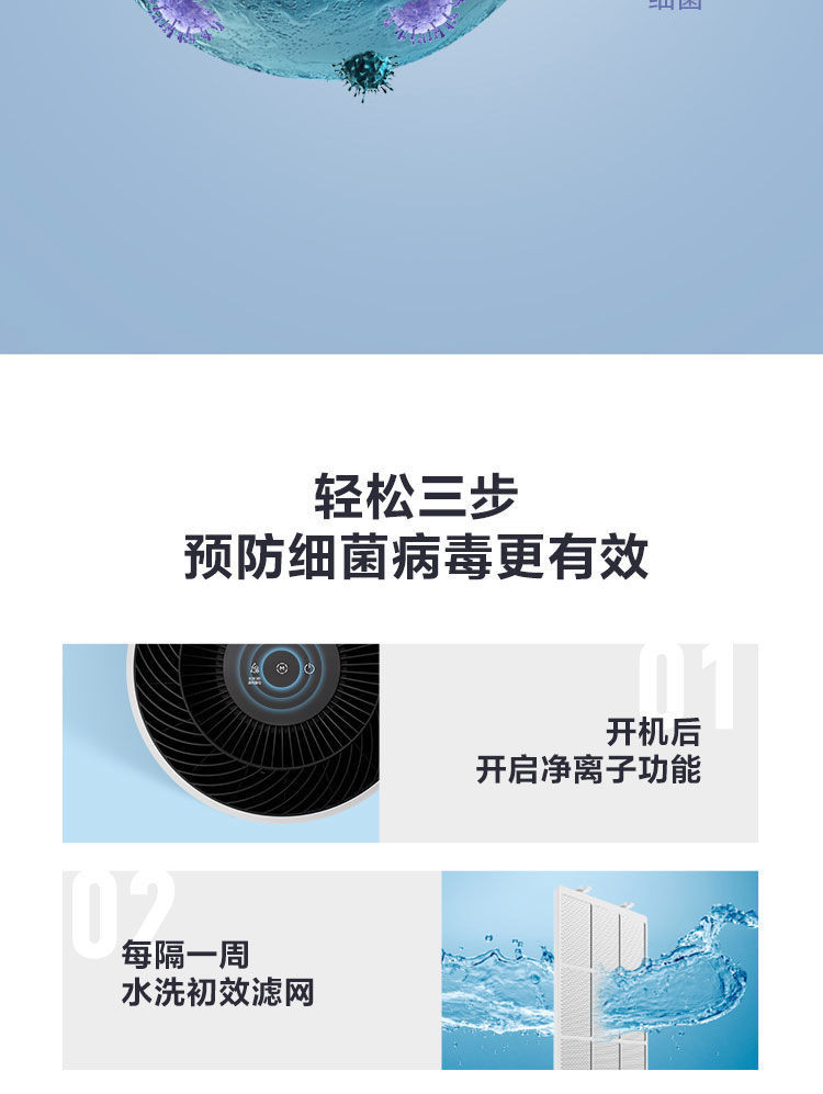 美的（Midea）空气净化器家用除异味 办公室内小型除花粉除灰尘 空气净化器KJ350G-A1