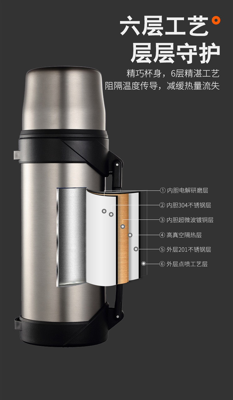 博堡 博阳保温壶容量1200ml灰色