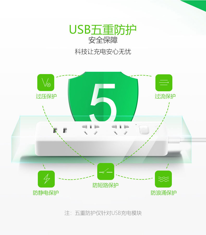 公牛/BULL USB智能插座GNV-UUA122 全长：1.5m
