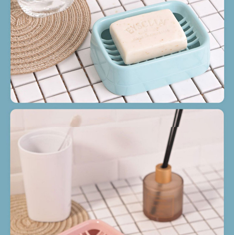 茶花肥皂盒塑料香皂盒双层沥水肥皂架时尚卫生间置物架洗衣皂盒2个装
