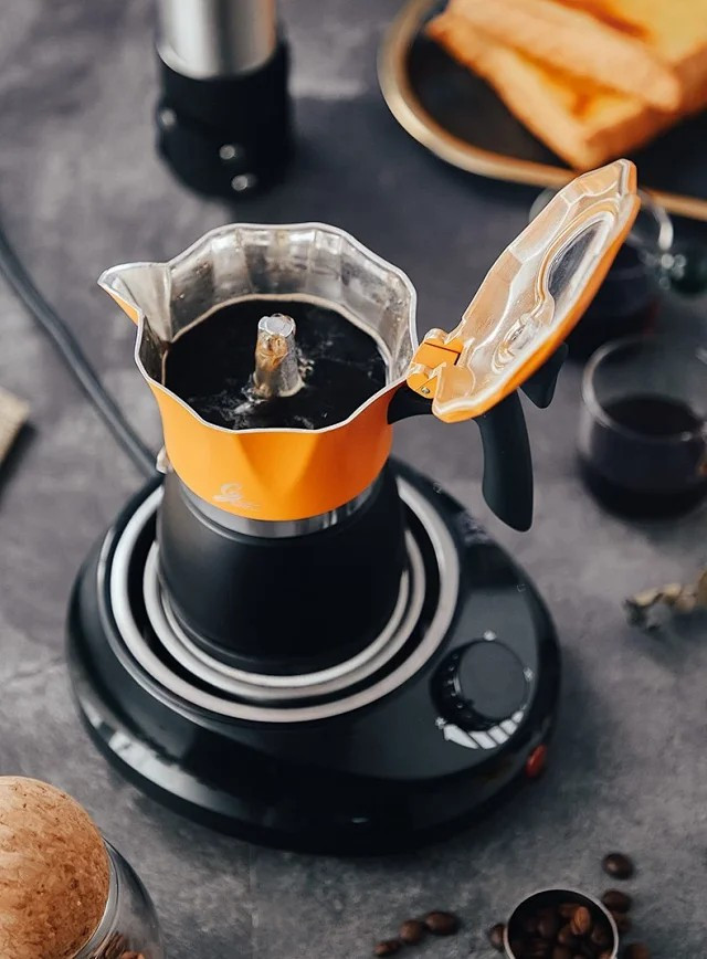 撞色摩卡壶煮咖啡壶意式手冲壶套装家用电热炉意大利煮浓香小型咖啡机