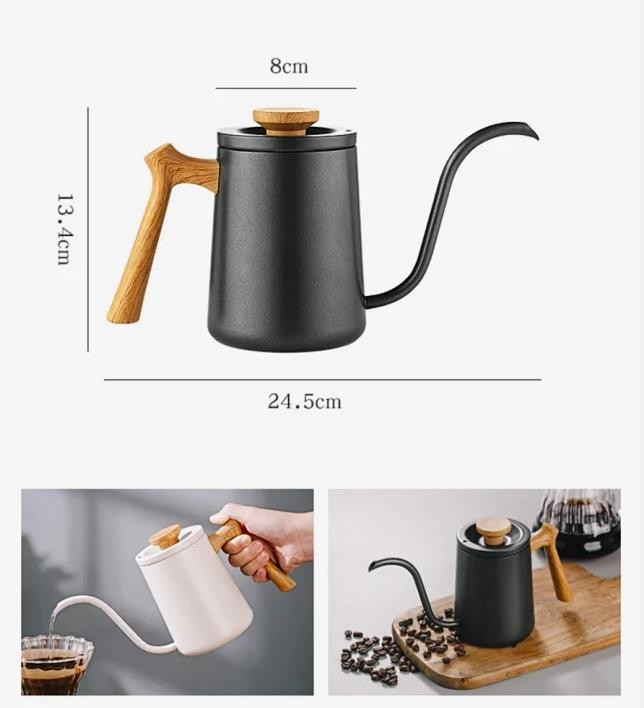 手冲咖啡壶细口壶不锈钢手冲壶咖啡器具套装挂耳木柄长嘴水壶