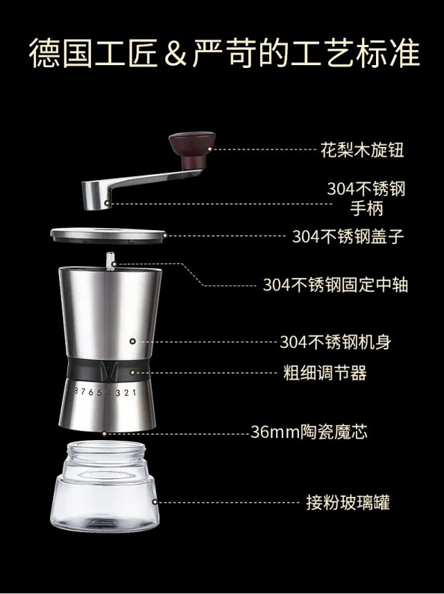手动咖啡豆研磨机手磨咖啡机磨豆机器家用小型手摇咖啡磨豆机