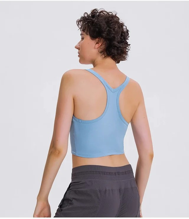 新款带胸垫瑜伽背心 女亲肤裸感训练健身防震运动内衣