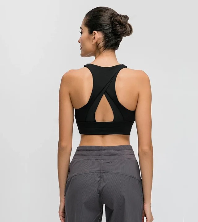 新款高领运动文胸 三角镂空美背聚拢防震瑜伽健身运动内衣女