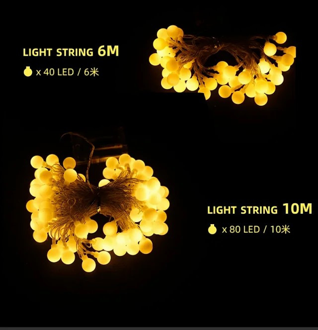 牧蝶谷 户外露营LED小串灯天幕帐篷灯防水暖光氛围灯野营灯串派对装饰灯