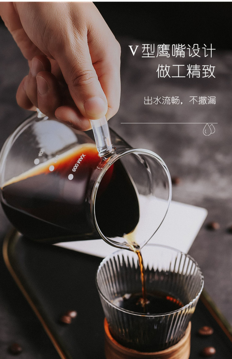 华象 家用手冲咖啡迷你透明玻璃咖啡壶分享壶