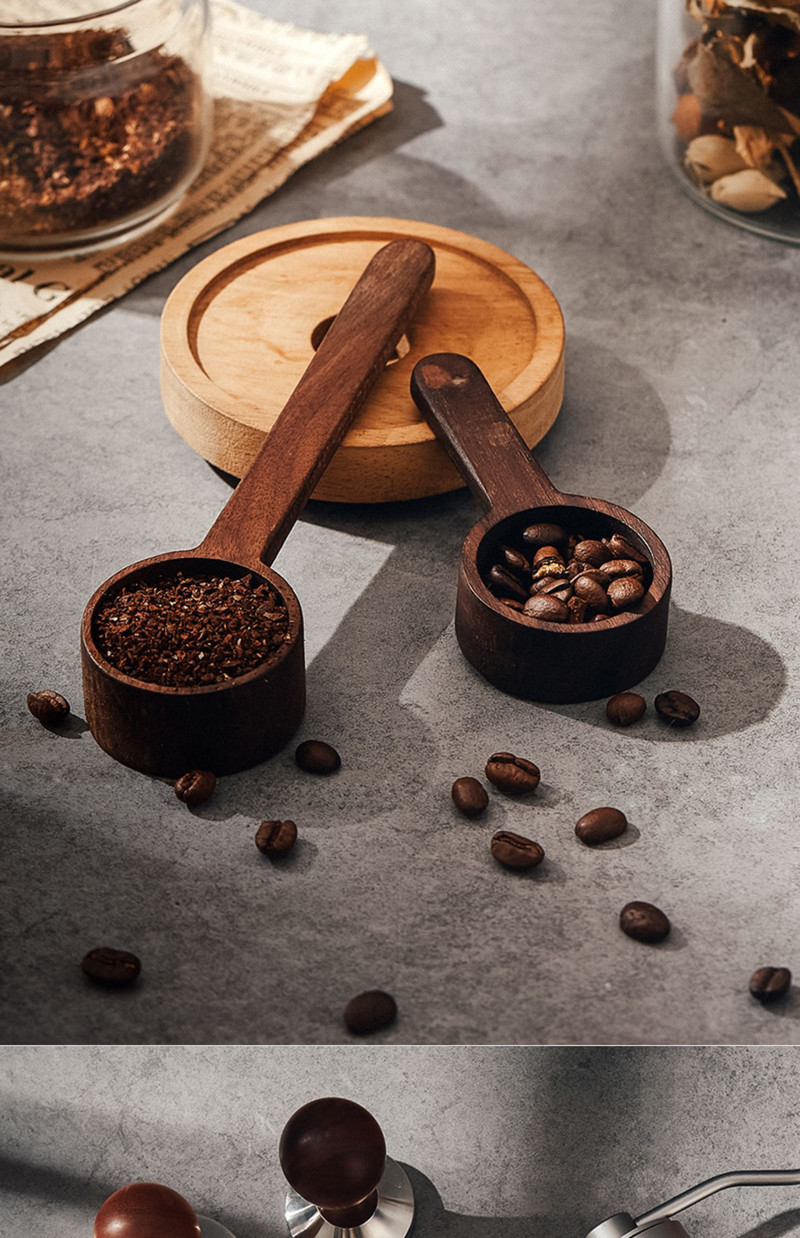 家用咖啡制作黑胡桃木实木咖啡豆粉计量勺