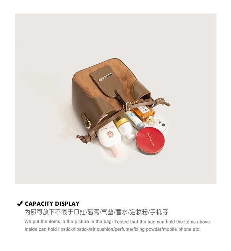 芙拉迪  韩版复古百搭小众设计女士单肩水桶包
