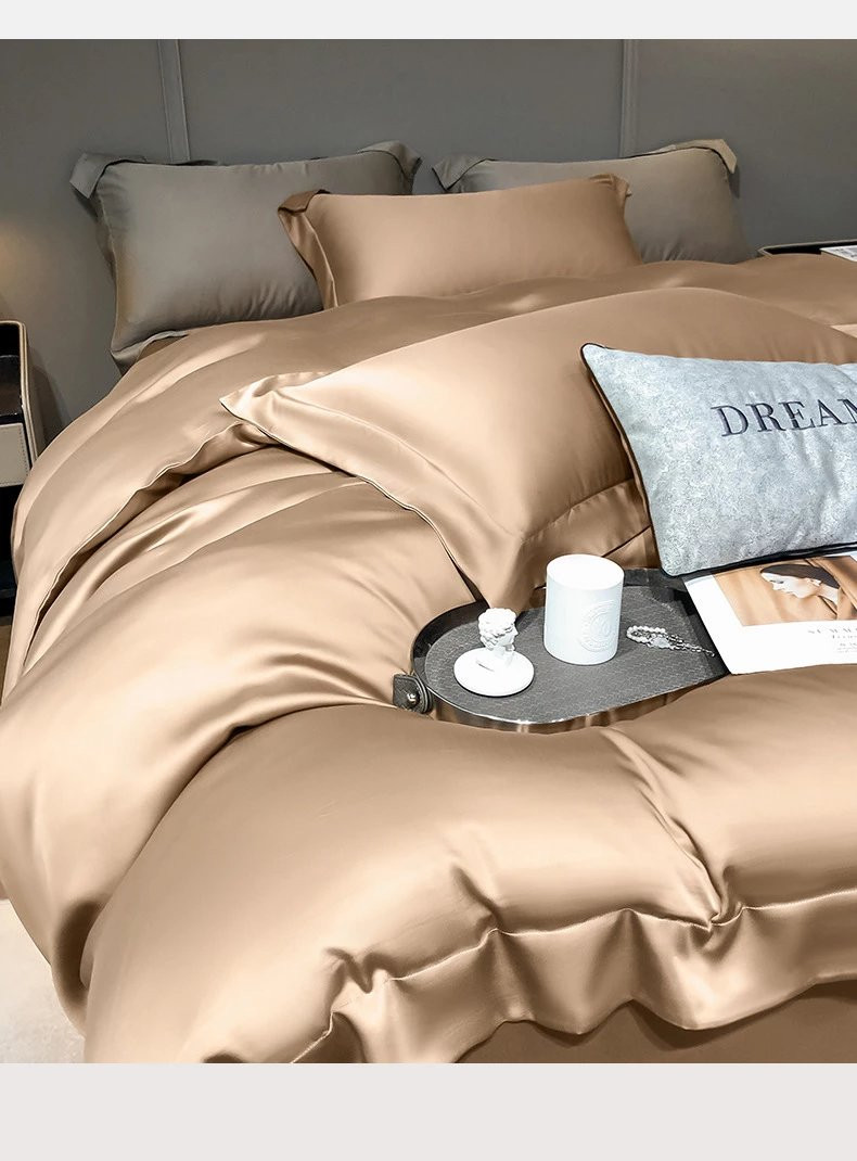 芙拉迪 夏季纯色简约高级感天丝床单枕套三件套