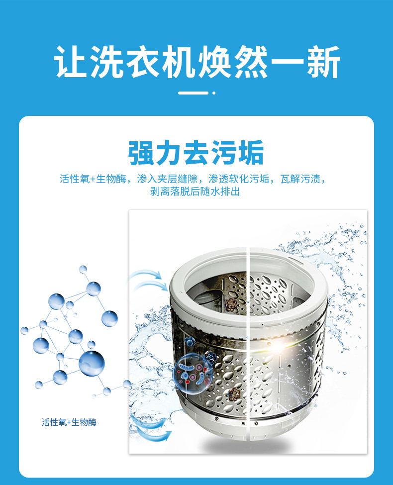 氧净（[O]-clean） 氧净洗衣机槽清洁剂80g*4*2盒（全自动内筒滚筒洗衣机清洗剂除垢剂）