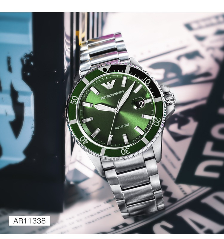 阿玛尼/ARMANI 阿玛尼(Emporio Armani)手表 宋威龙同款绿水鬼商务时尚钢带石英男士腕表 AR11338