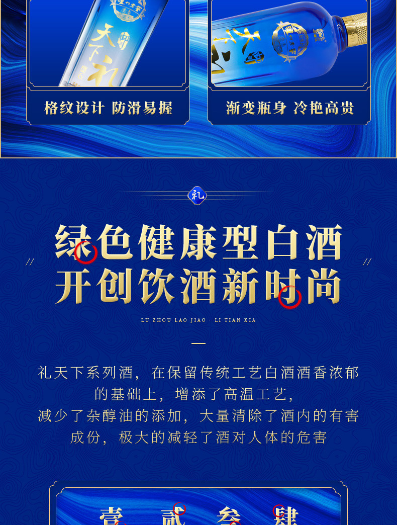 泸州老窖 邮礼天下浓香型白酒52度礼6 500ml*6整箱装赠3个礼袋