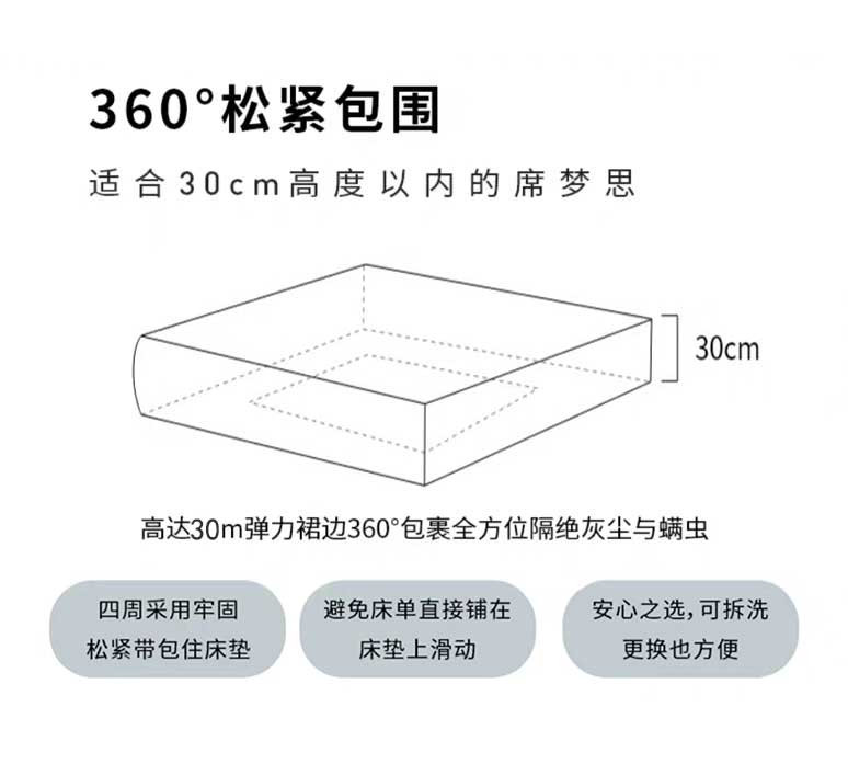 60支澳洲羊毛防潮床垫 白色纯色简约床笠 吸湿透气抗菌抑菌床铺