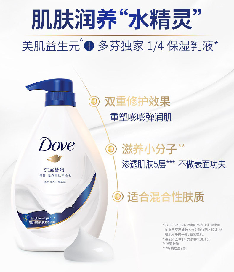 多芬/DOVE深层营润滋养美肤沐浴露850g*3瓶