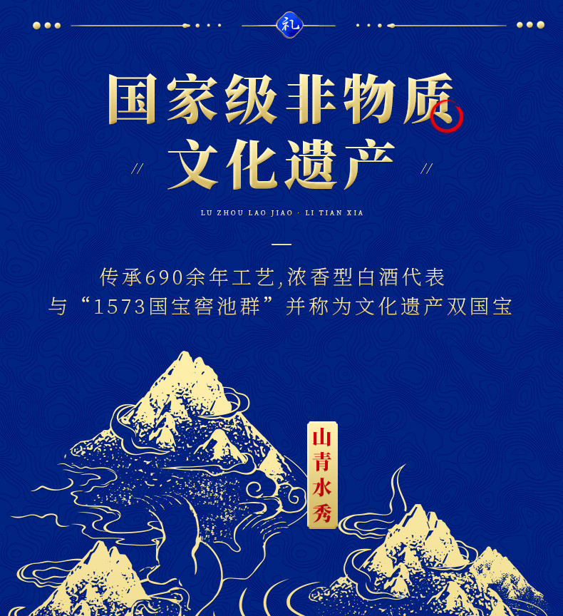 泸州老窖 泸州邮礼天下 浓香型 白酒 礼6 500ml 单瓶盒装 买两瓶送礼袋