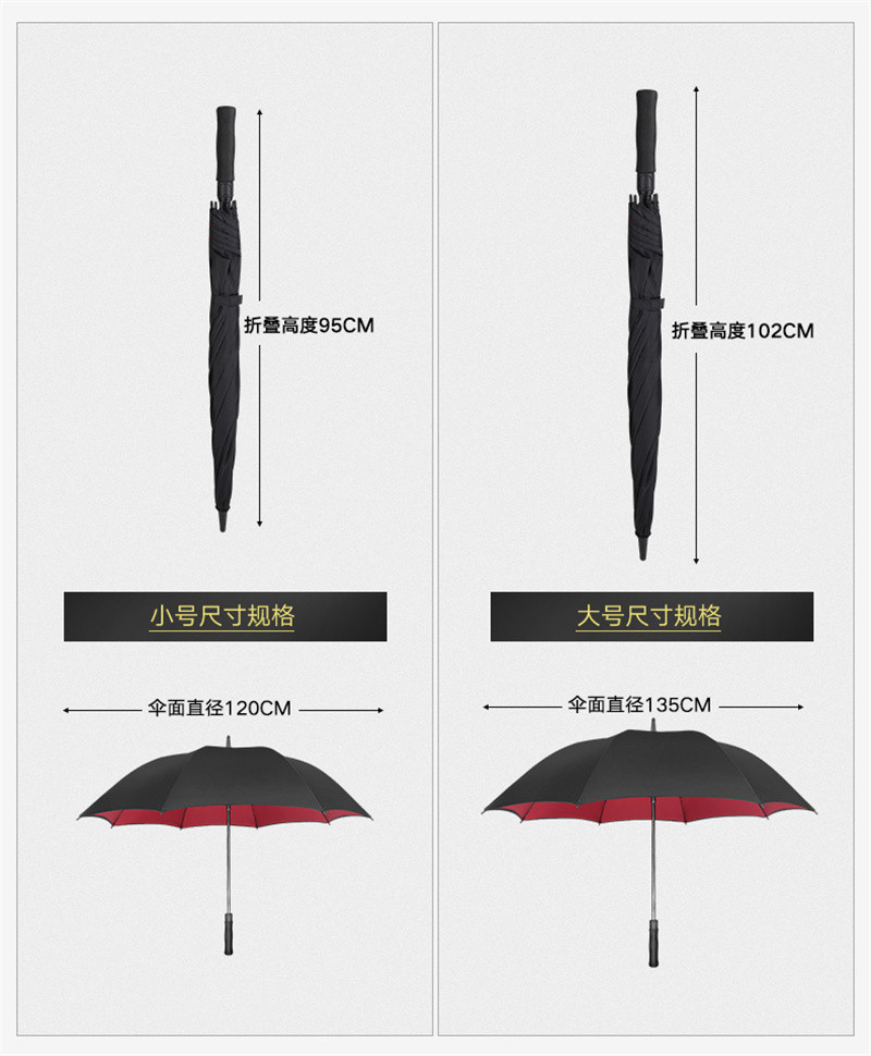 洛港 自动大雨伞长柄抗风大号双人三人女超大号双层防风男暴雨专用加固/个