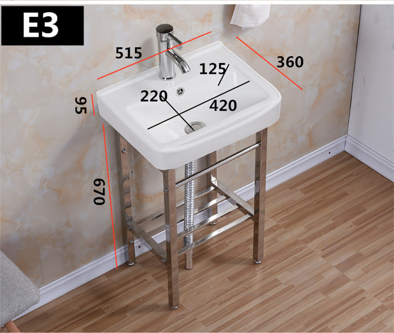 洛港 小户型挂墙式洗手盆卫生间落地支架洗漱台陶瓷简易阳台家用洗脸盆/台