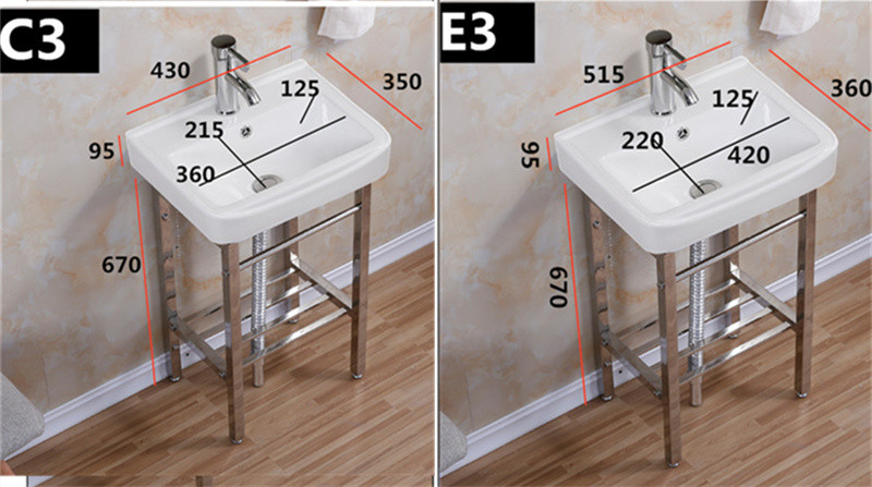 洛港 小户型挂墙式洗手盆卫生间落地支架洗漱台陶瓷简易阳台家用洗脸盆/台