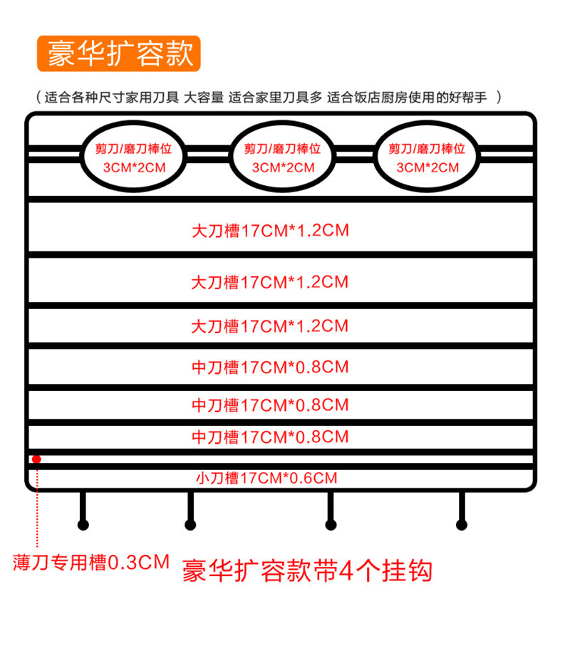 洛港 不锈钢刀架厨房置物多功能刀具收纳菜刀插刀座沥水壁挂免打孔/个