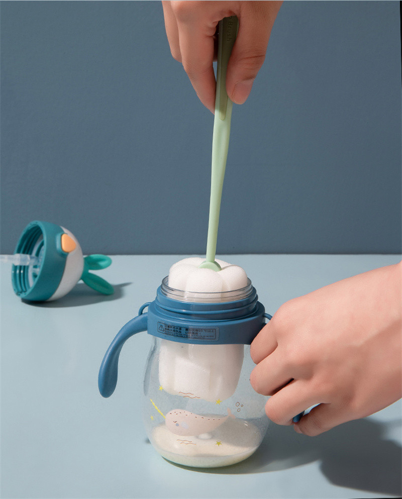 洛港 洗杯子神器刷水杯清洁长柄洗奶瓶刷无死角去茶渍海绵小刷子/个