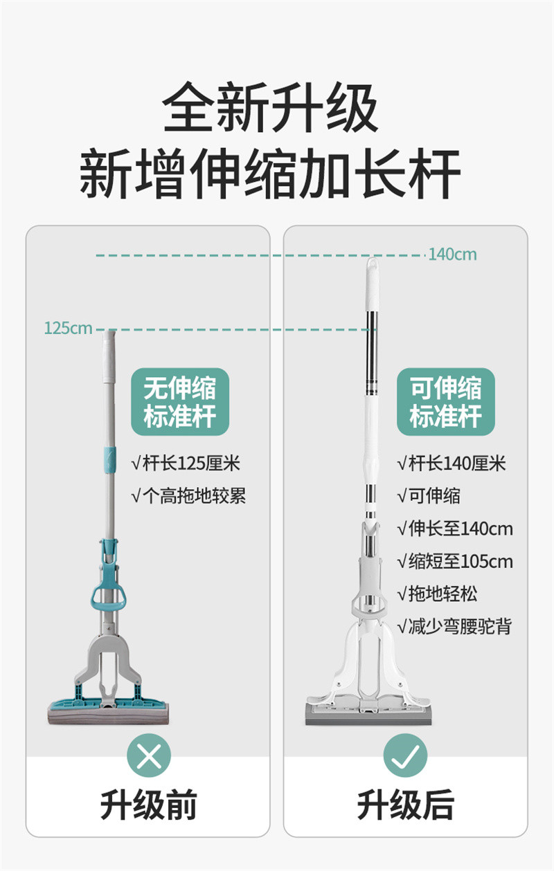 洛港 不锈钢海绵拖把吸水拖把家用免手洗胶棉拖把头/个